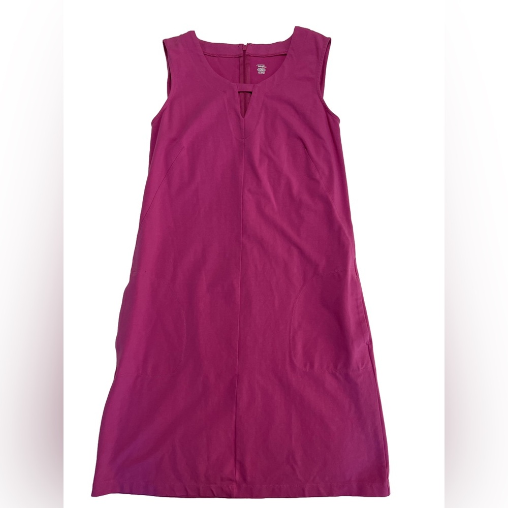 CLEARANCE Jockey hot pink sleeveless stretchy cotton blend midi dress, pockets